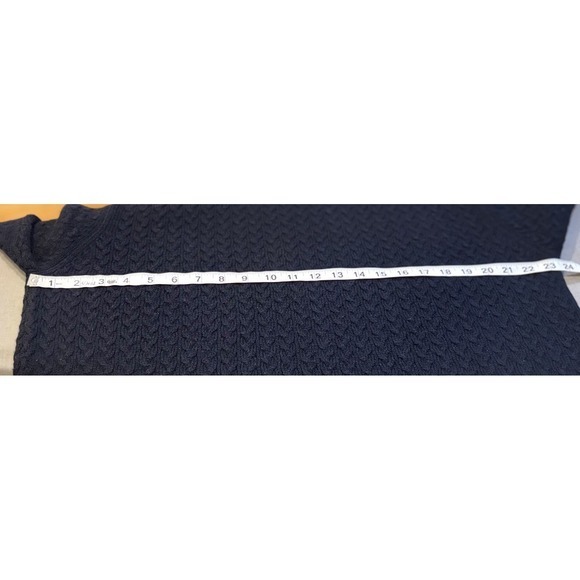 Alex Cannon Wool Blend Navy Cable Knit Mock Neck Sweater Mens Sz L - Picture 6 of 7